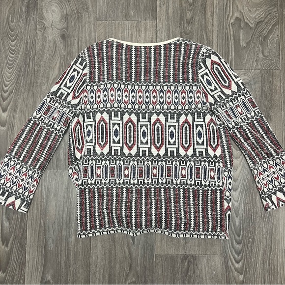 Zara Knit Cardigan Aztec Print Open Front Long Sleeve Bohemian Size S - Picture 2 of 9